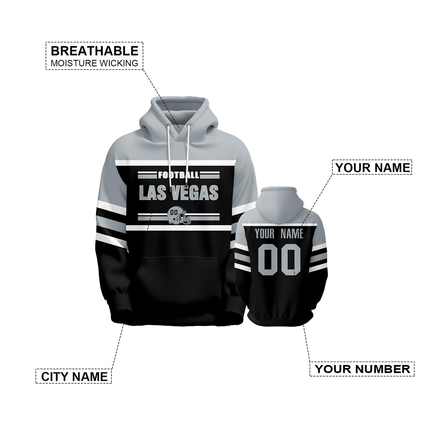 Custom Football Hoodies Sports Personalized Fans Pullover Sweatshirts