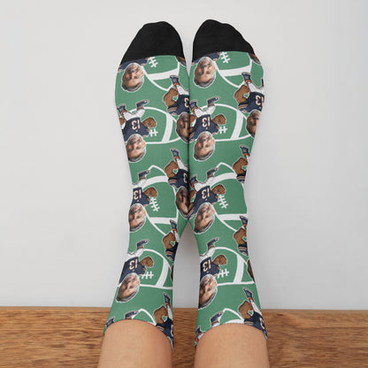 Personalized Chicago Football Face Socks