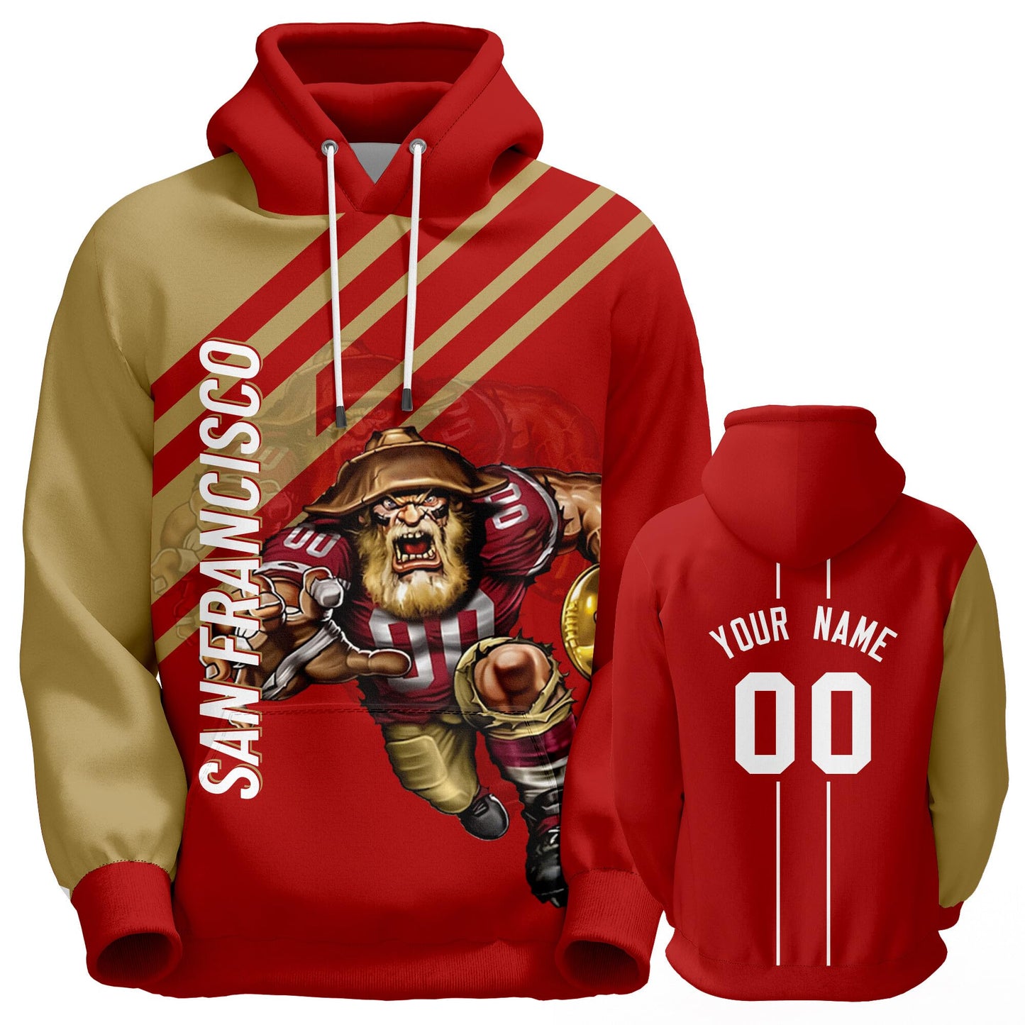 Custom Football Hoodie City Mascots Hooded Sweatshirt Personalized Name Number Fans Gift