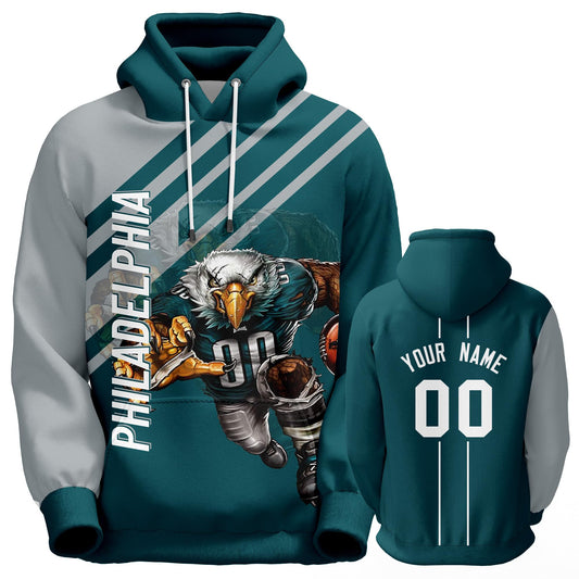 Custom Football Hoodie City Mascots Hooded Sweatshirt Personalized Name Number Fans Gift