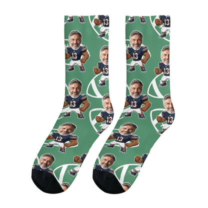 Personalized Chicago Football Face Socks