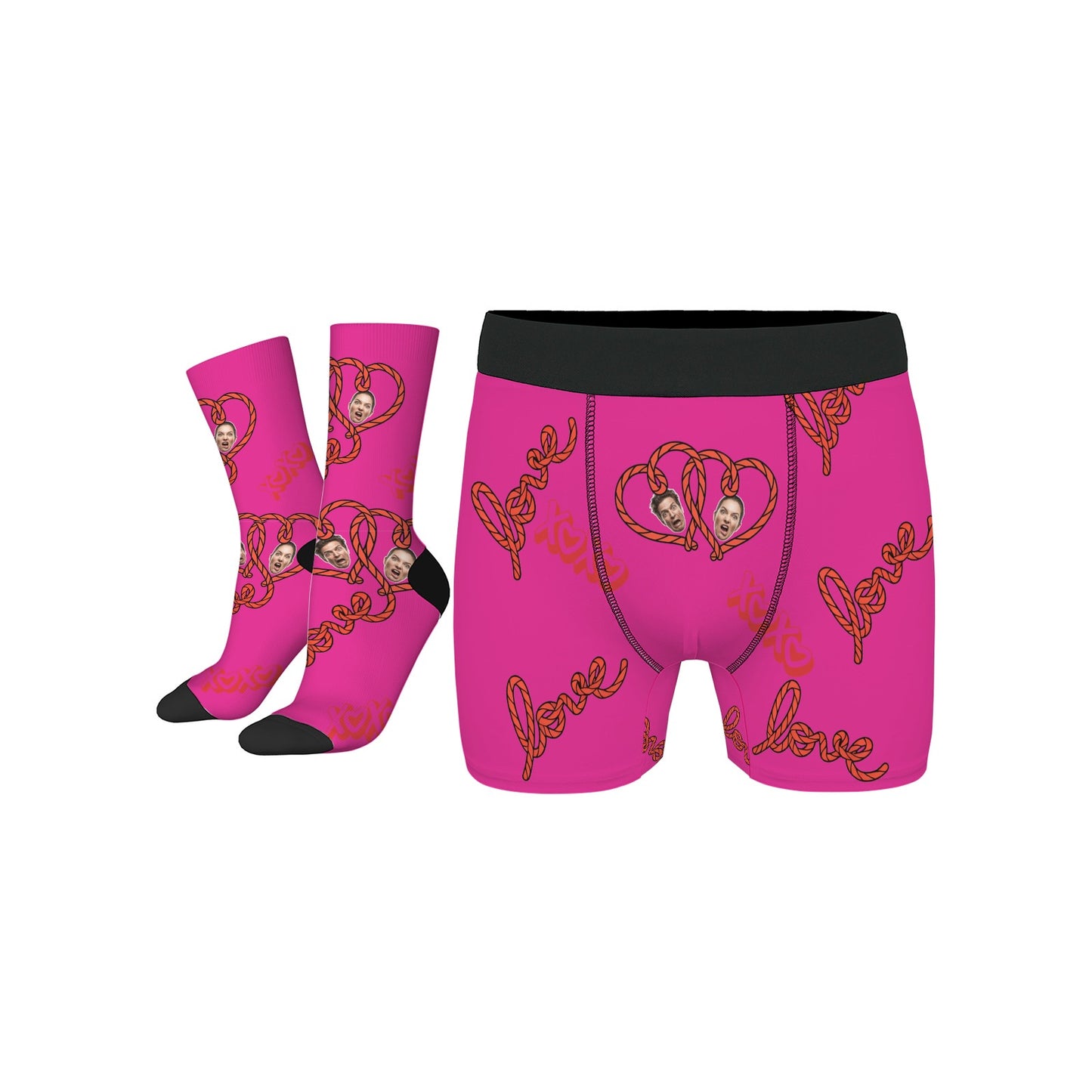 Custom Valentine's Day Couple Love Heart Underwear Sets