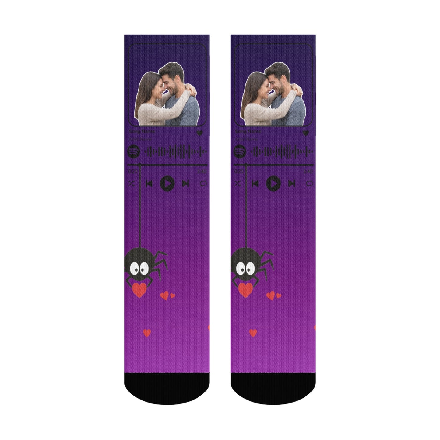 Music Customizable Valentine's Day Spider Couple Love Gradient Sock