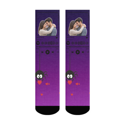 Music Customizable Valentine's Day Spider Couple Love Gradient Sock