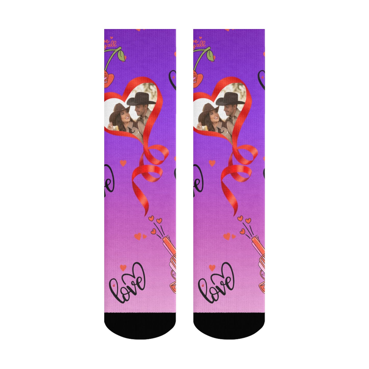 Custom Valentine's Day Cowboy Couple Love Gradient Sock