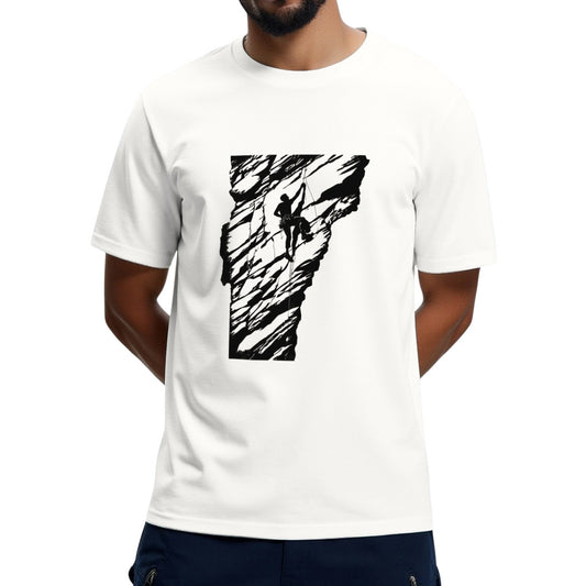 Rock Climbing Vermont Rock Climber VT Art Vermont State Outline Rockface T-Shirt