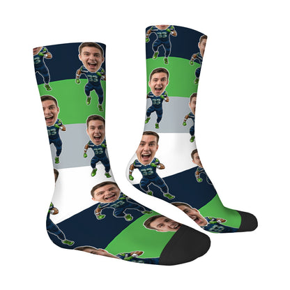 Custom Seattle Football Face Socks