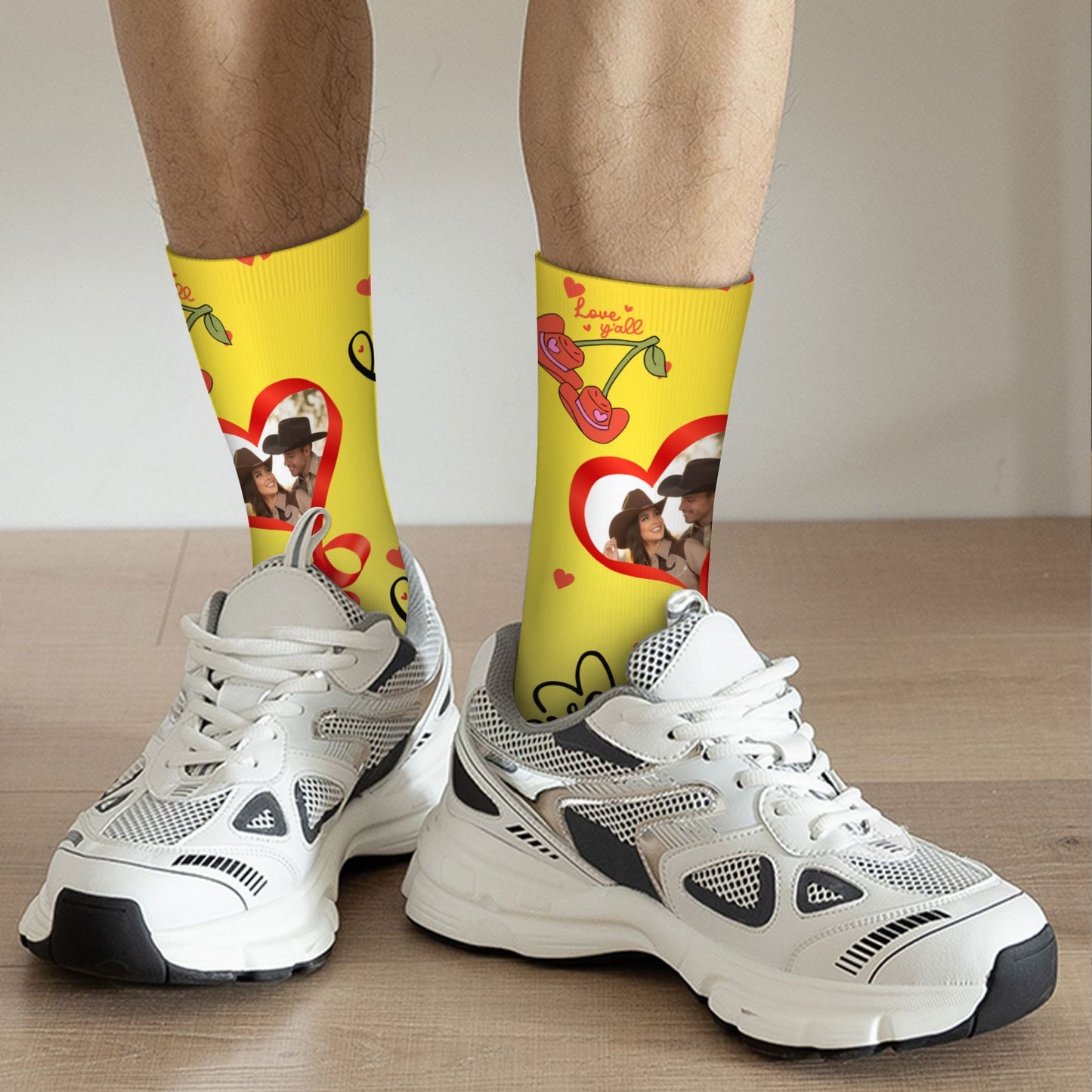 Custom Valentine's Day Cowboy Couple Love Gradient Sock