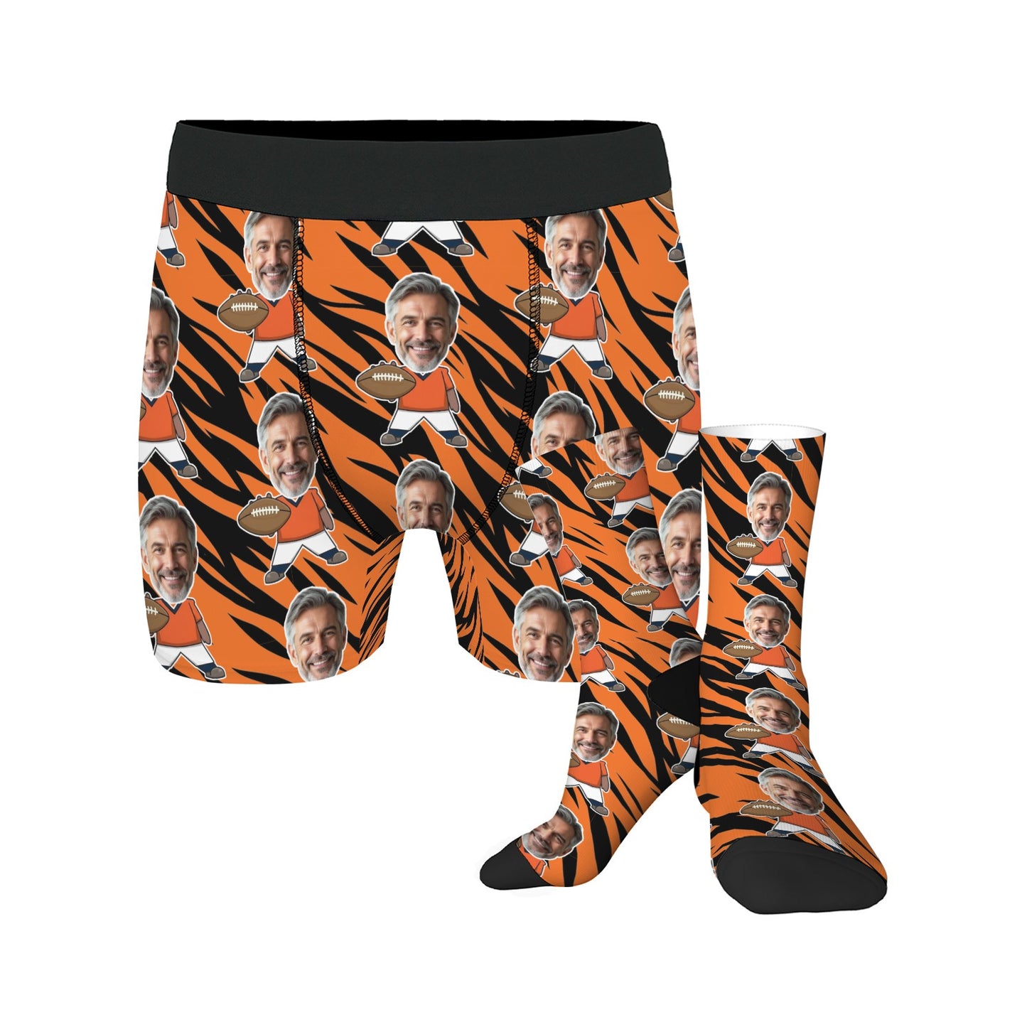 Custom Denver Football Face Socks & Men's Underwear Set