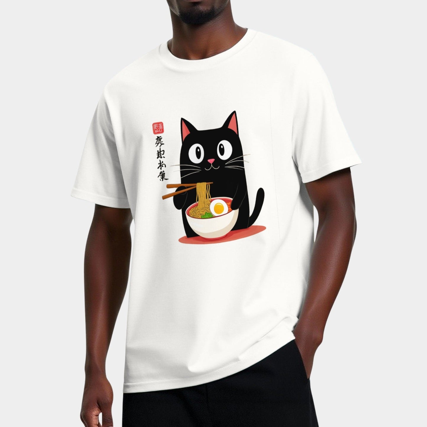 Anime Cat Ramen Japanese Funny Graphic Tees Kawaii Gifts T-Shirt