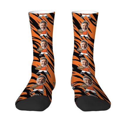 Custom Denver Football Face Socks