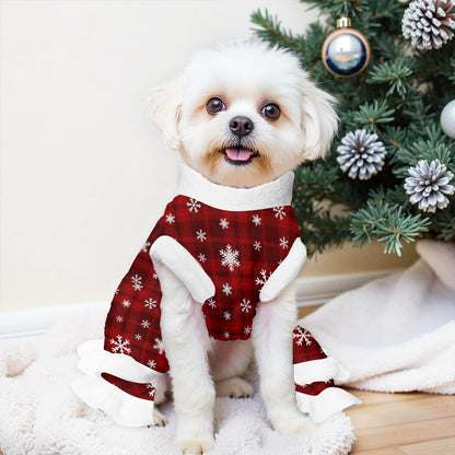 Pets Christmas Snowflake Checkered Dress