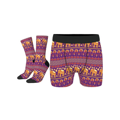 Custom Men's Underwear & Socks Set - Tribal Style Elephant Motif