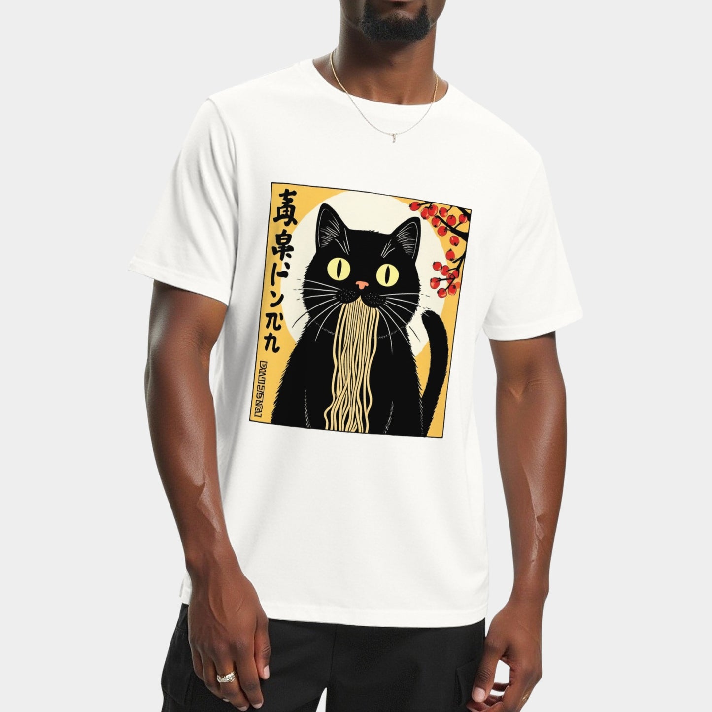 Funny Vintage Cat Eating Ramen T-Shirt
