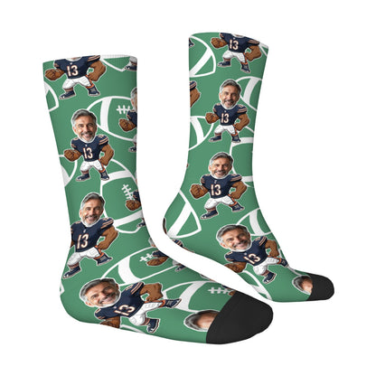 Personalized Chicago Football Face Socks