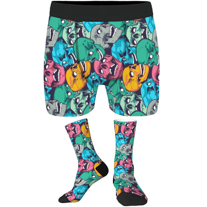 Custom Men's Underwear & Socks Set - Colorful Skull Design