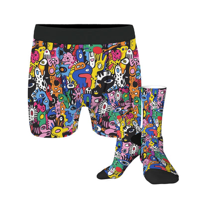 Custom Men's Underwear & Socks Set - Virus Design