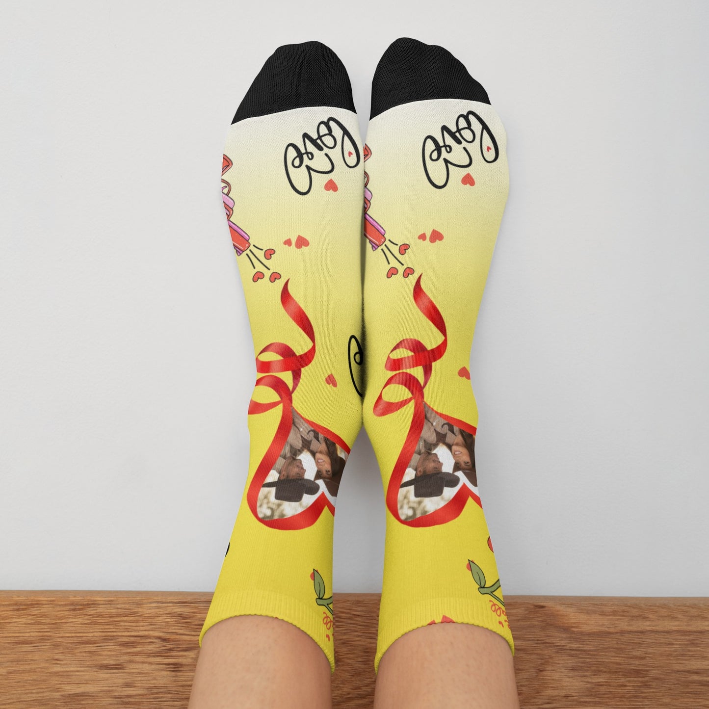 Custom Valentine's Day Cowboy Couple Love Gradient Sock