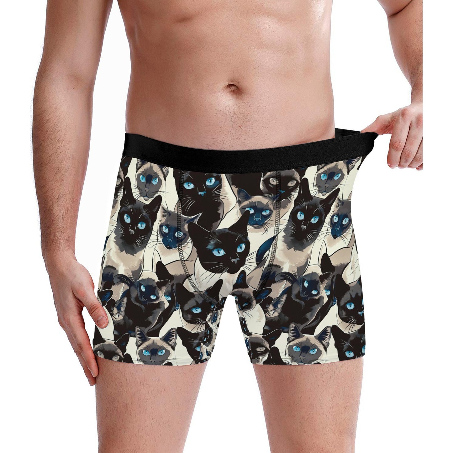 Custom Men's Underwear & Socks Set - Black Cat Blue Eyes