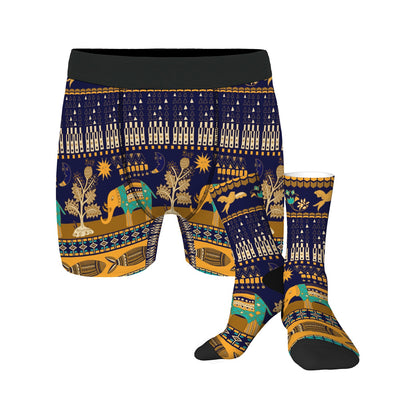 Custom Men's Underwear & Socks Set - Native Inspired Elephant Design