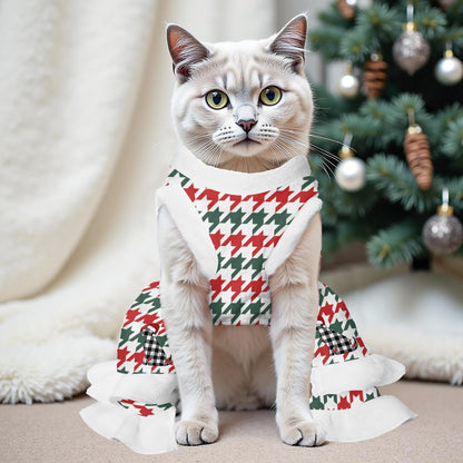 Houndstooth Pattern Pets Christmas Dress