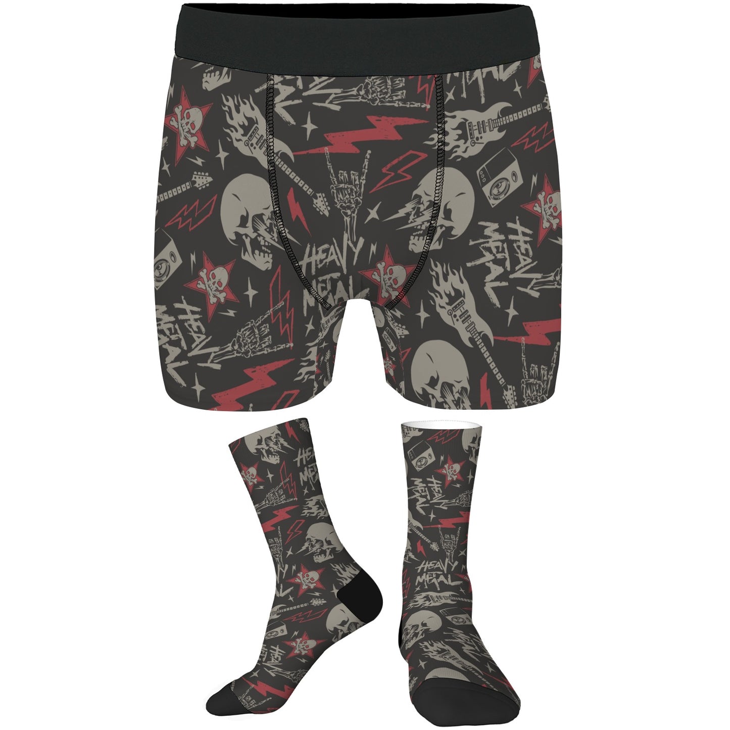 Custom Men's Underwear & Socks Set - Lightning Skull
