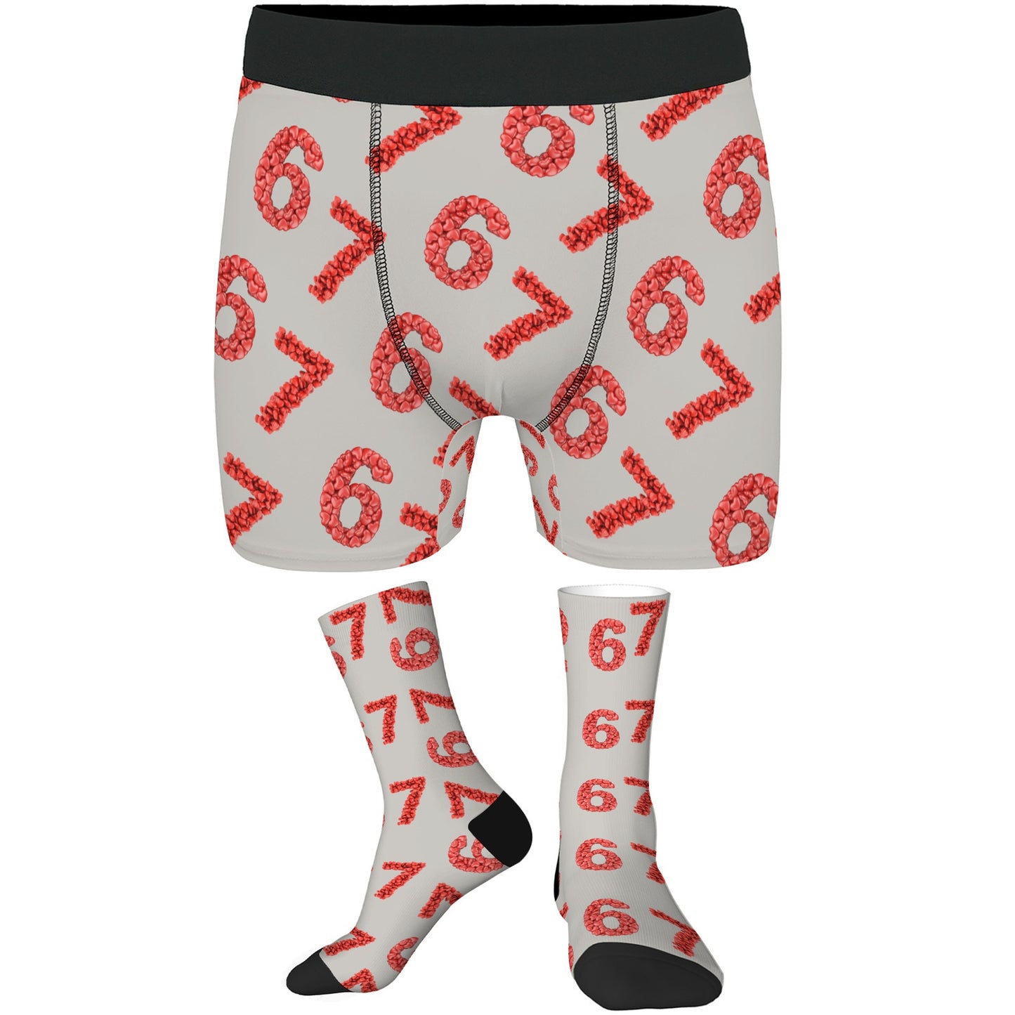 Custom Men's Underwear & Socks Set - Six Seven Heart Number