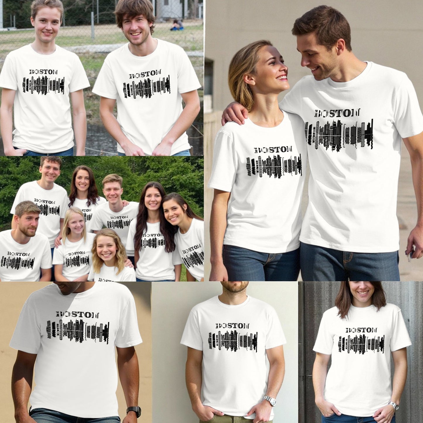 Boston Cityescape Baseball Fans T-Shirts