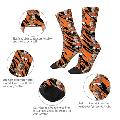 Custom Denver Football Face Socks