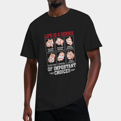 Types of Baseball Pitches Funny Life Choices Pitcher T-Shirt