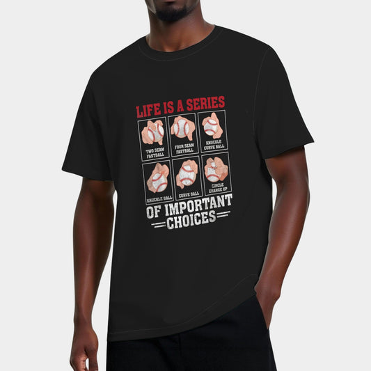 Types of Baseball Pitches Funny Life Choices Pitcher T-Shirt