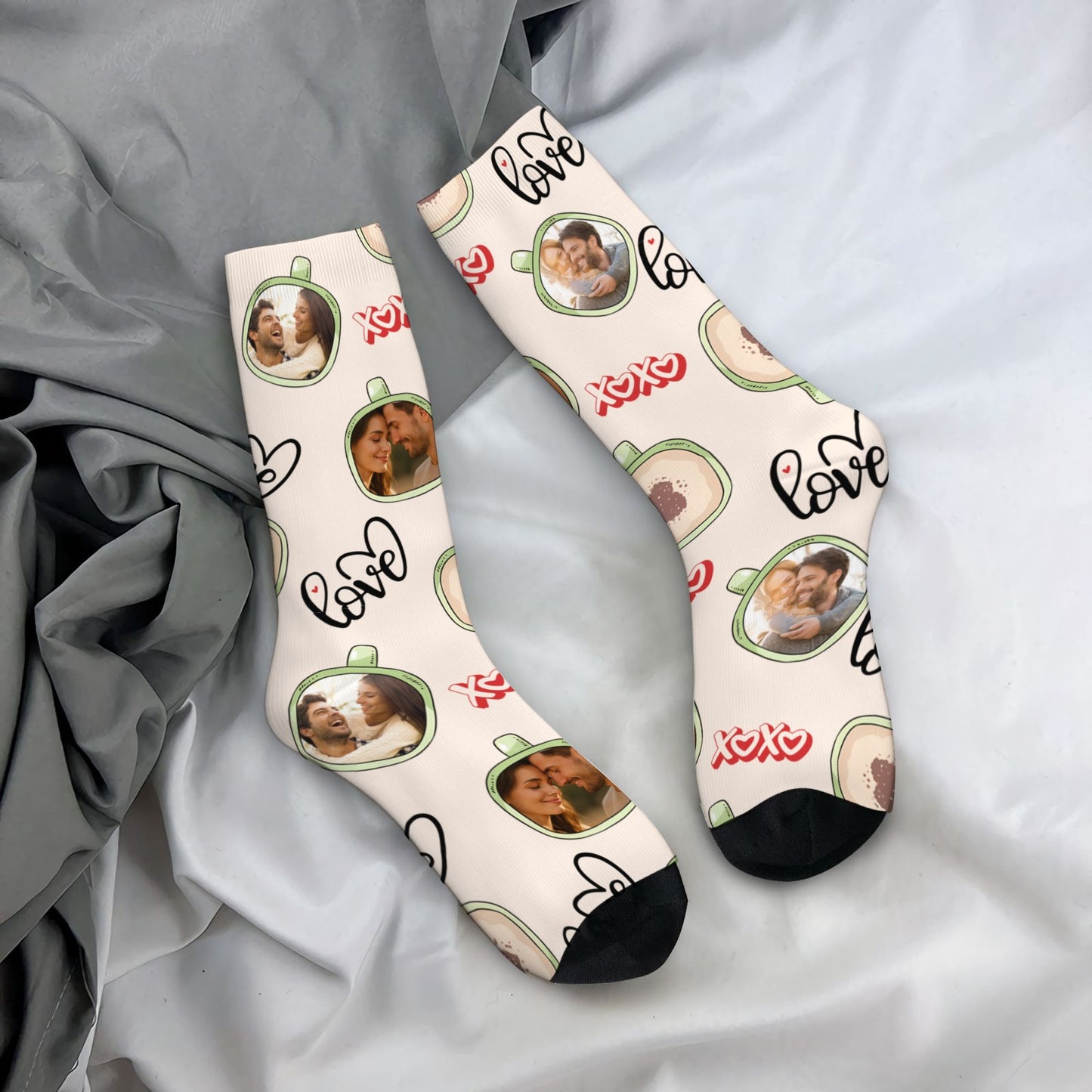 Custom Valentine's Day Couple Love Coffee Socks