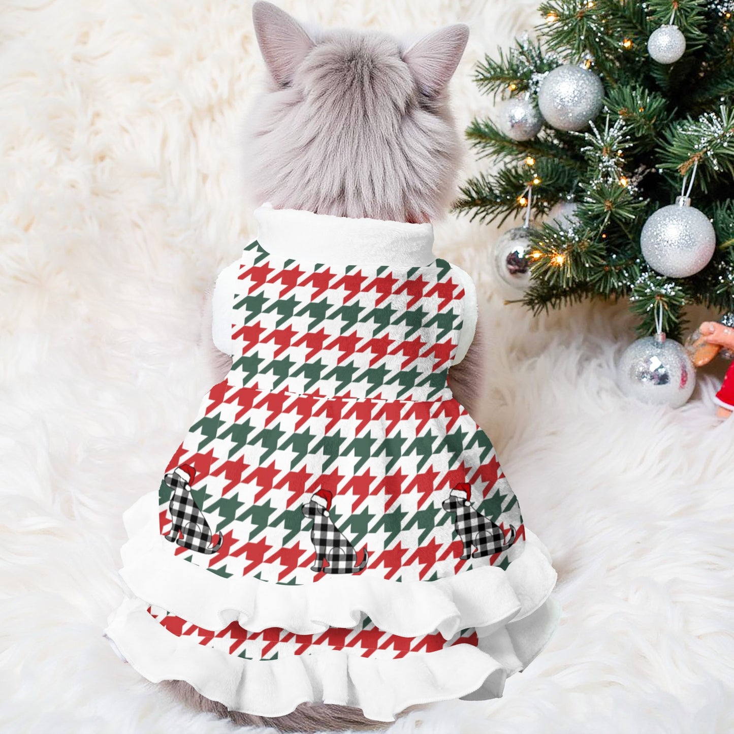 Houndstooth Pattern Pets Christmas Dress