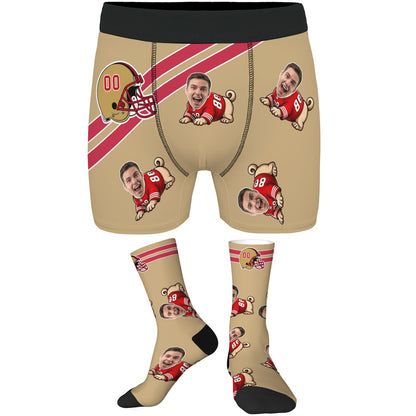 Custom San Francisco Football Face Socks & Underwear Set