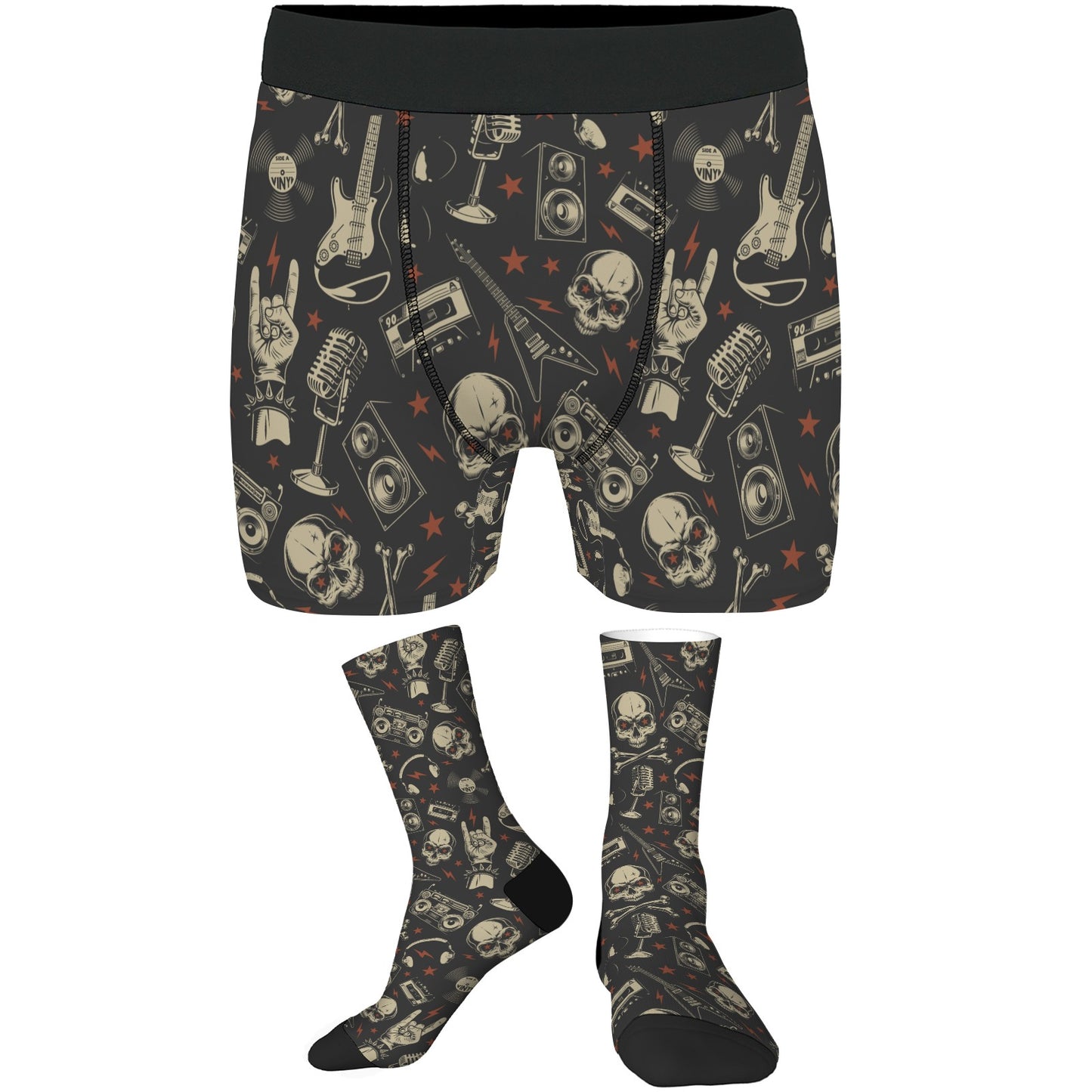 Custom Men's Underwear & Socks Set - Musical Skull