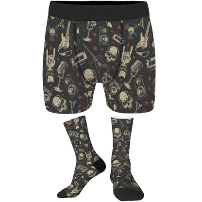 Custom Men's Underwear & Socks Set - Musical Skull