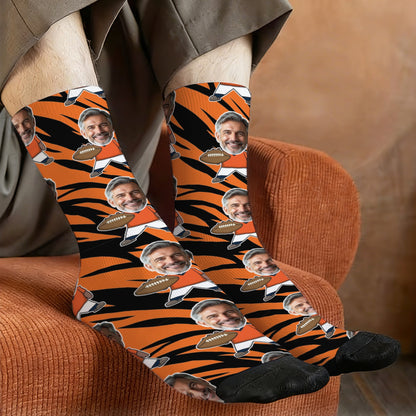 Custom Denver Football Face Socks