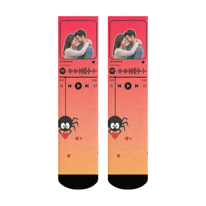 Music Customizable Valentine's Day Spider Couple Love Gradient Sock