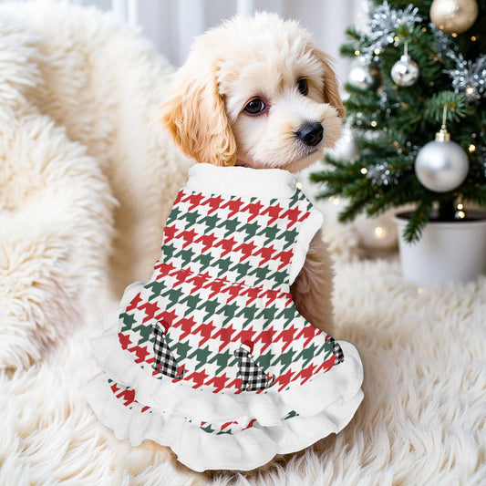 Houndstooth Pattern Pets Christmas Dress