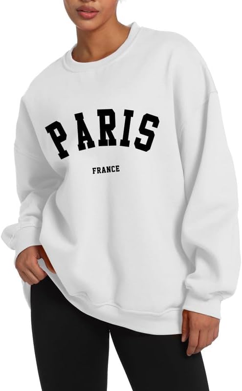 Paris College Oversized Crewneck Sweatshirt for Women Casual Top