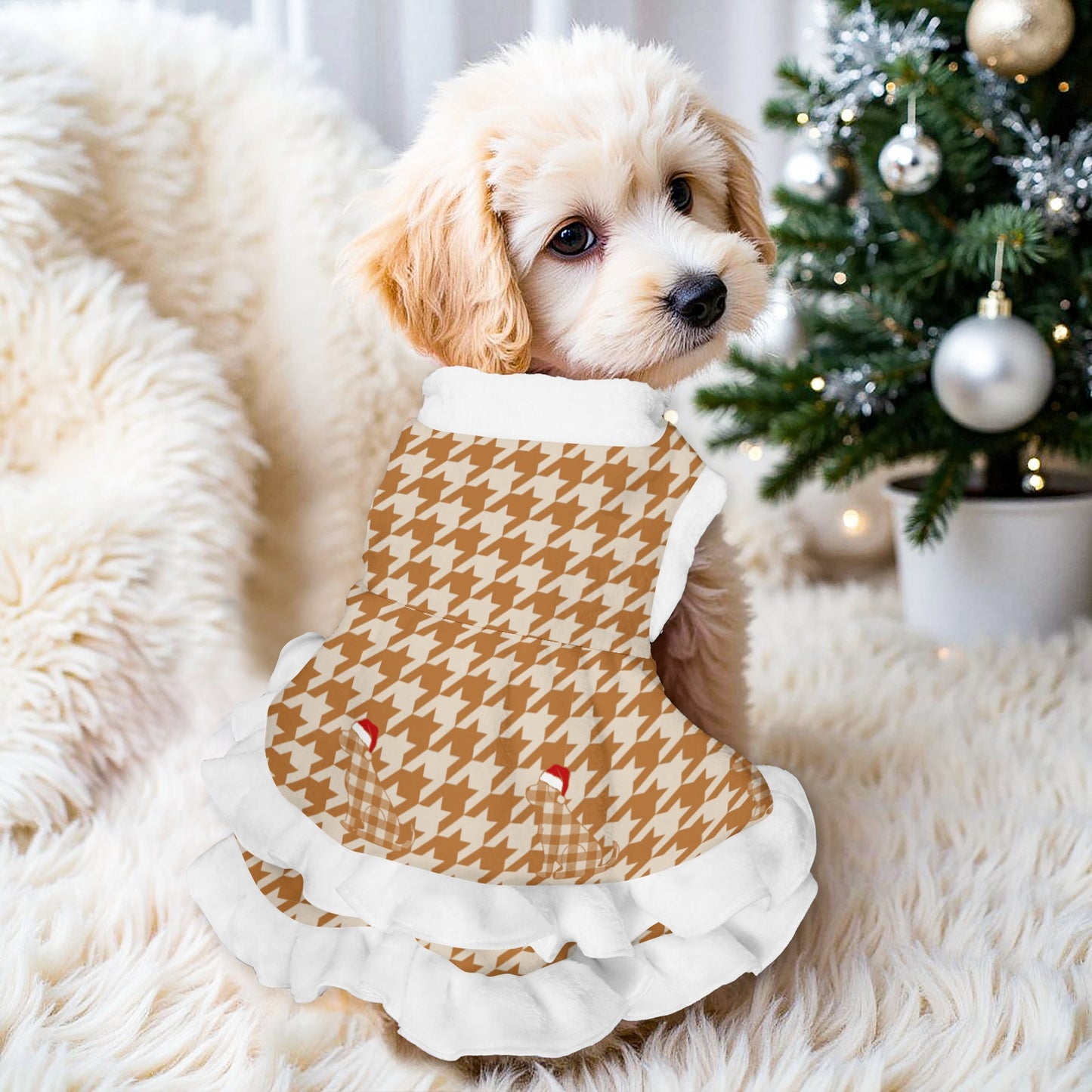 Houndstooth Pattern Pets Christmas Dress