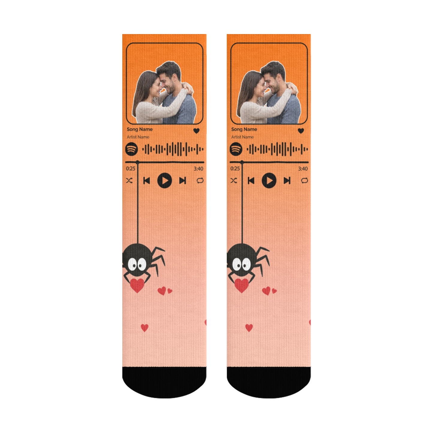 Music Customizable Valentine's Day Spider Couple Love Gradient Sock