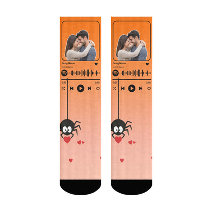 Music Customizable Valentine's Day Spider Couple Love Gradient Sock
