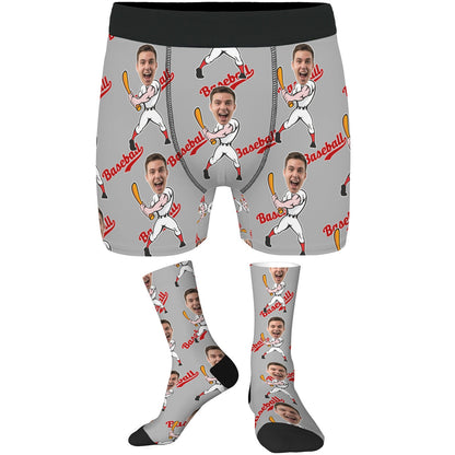 Custom Face Baseball Socks Men's Underwear Set