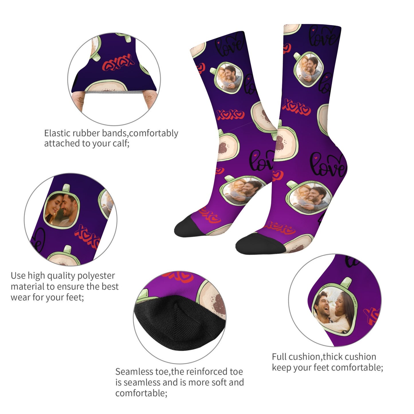 Personalized Valentine's Day Couple Love Coffee Gradient Sock