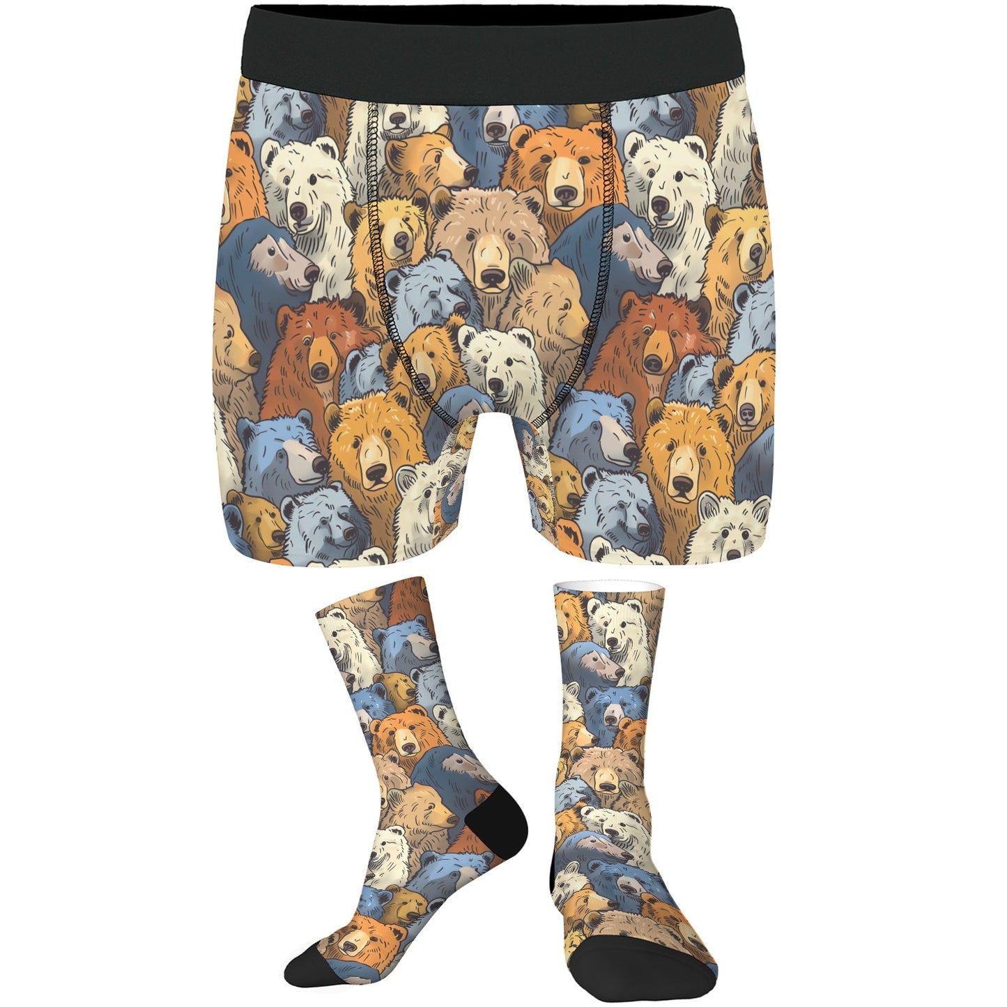 Custom Men's Underwear & Socks Set - Bear Family