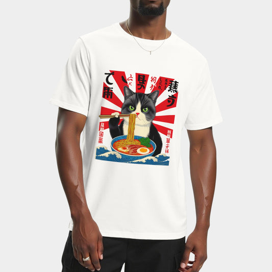 Funny Ramen Cute Cat Vintage Rustic Style T-Shirt