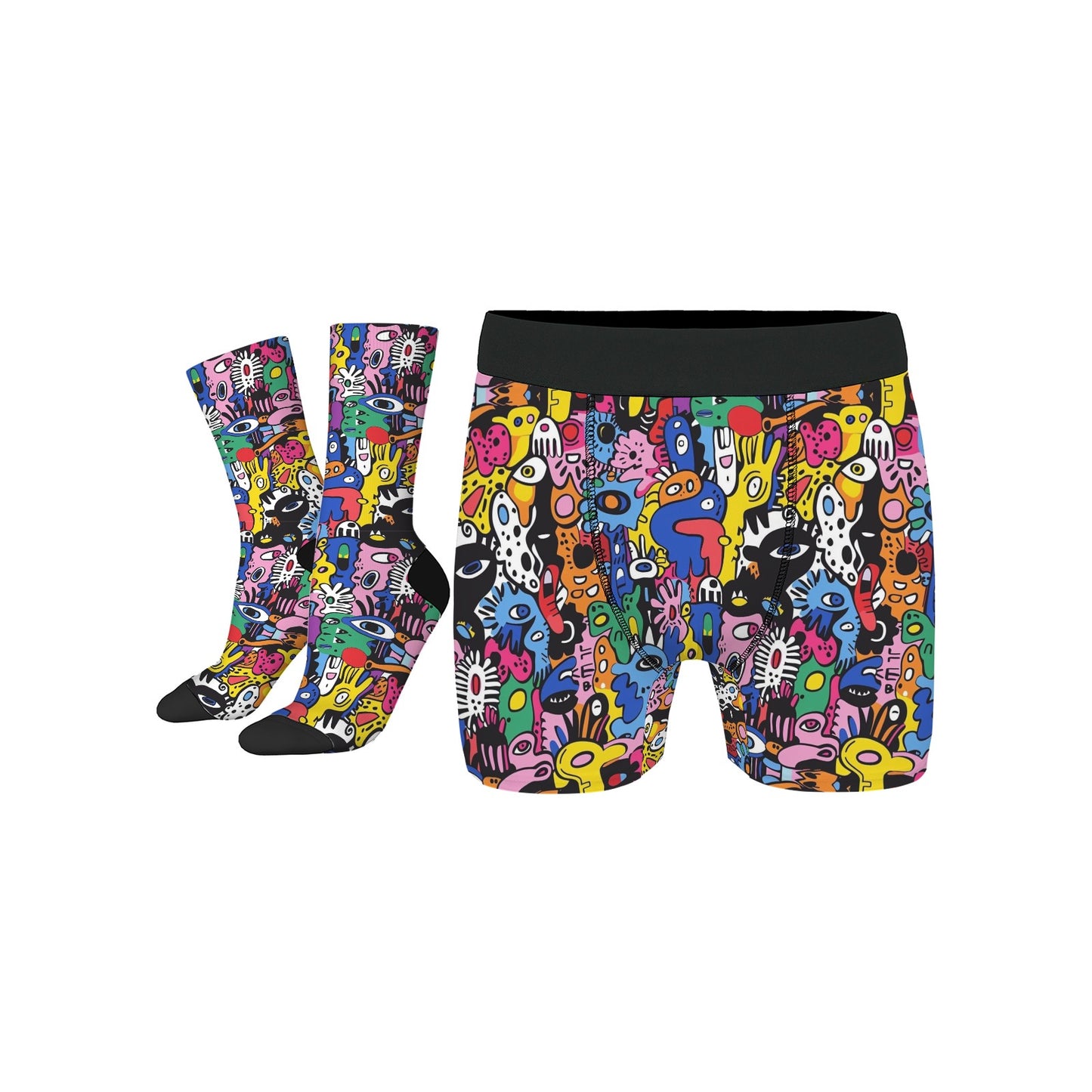 Custom Men's Underwear & Socks Set - Virus Design