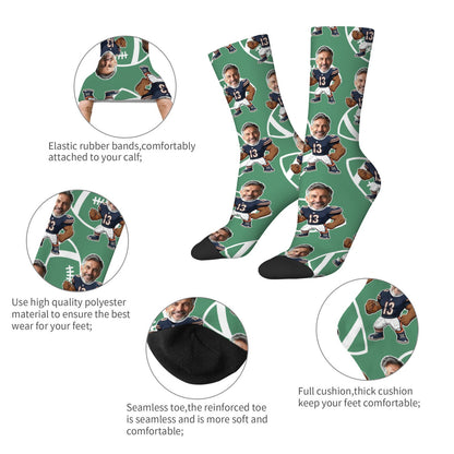 Personalized Chicago Football Face Socks