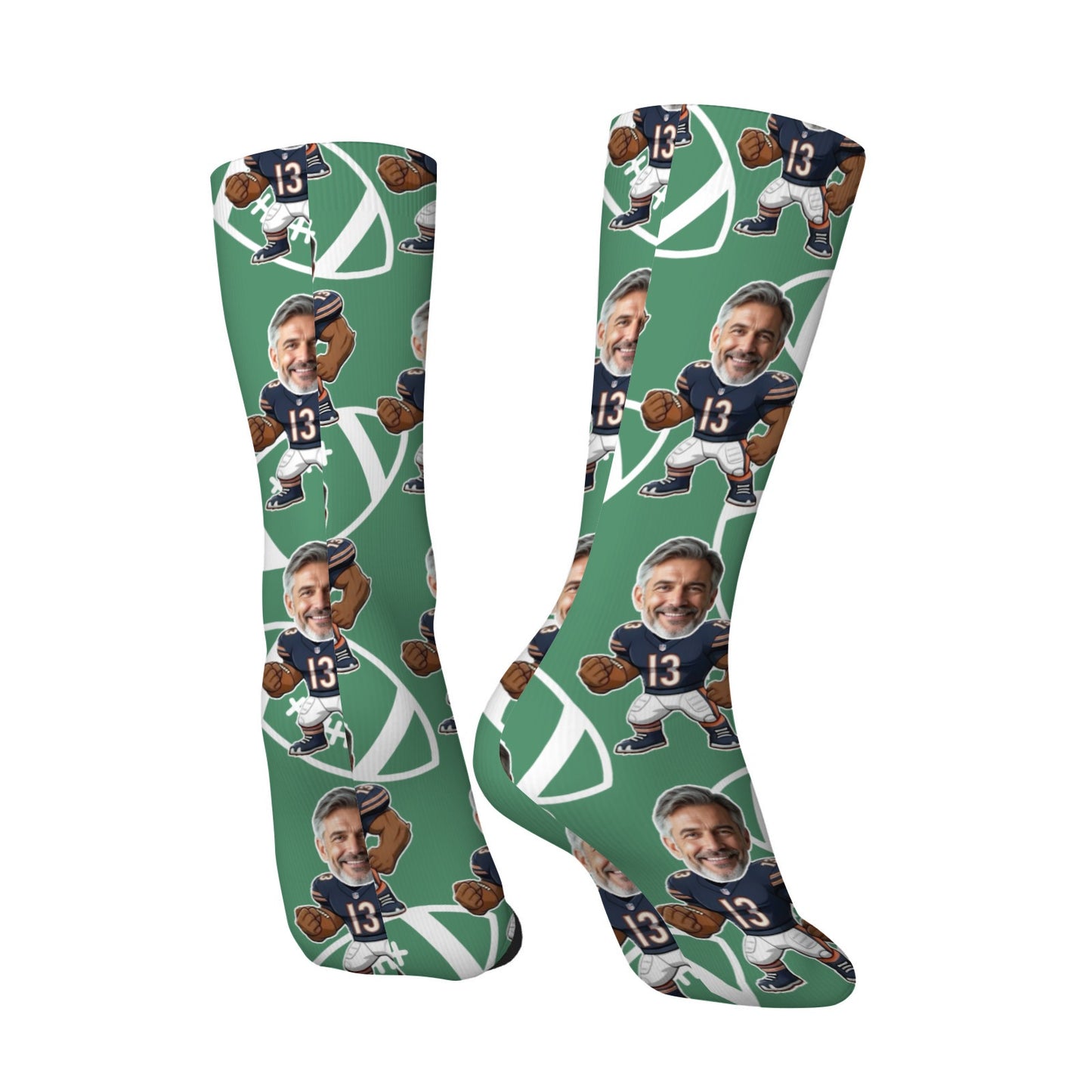Personalized Chicago Football Face Socks